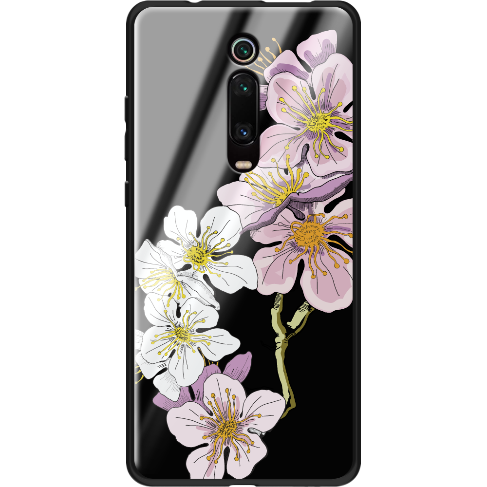 Чохол BoxFace Xiaomi Mi 9T / Mi 9T Pro Cherry Blossom Чорний силікон зі склом (37376-cc4-37743)