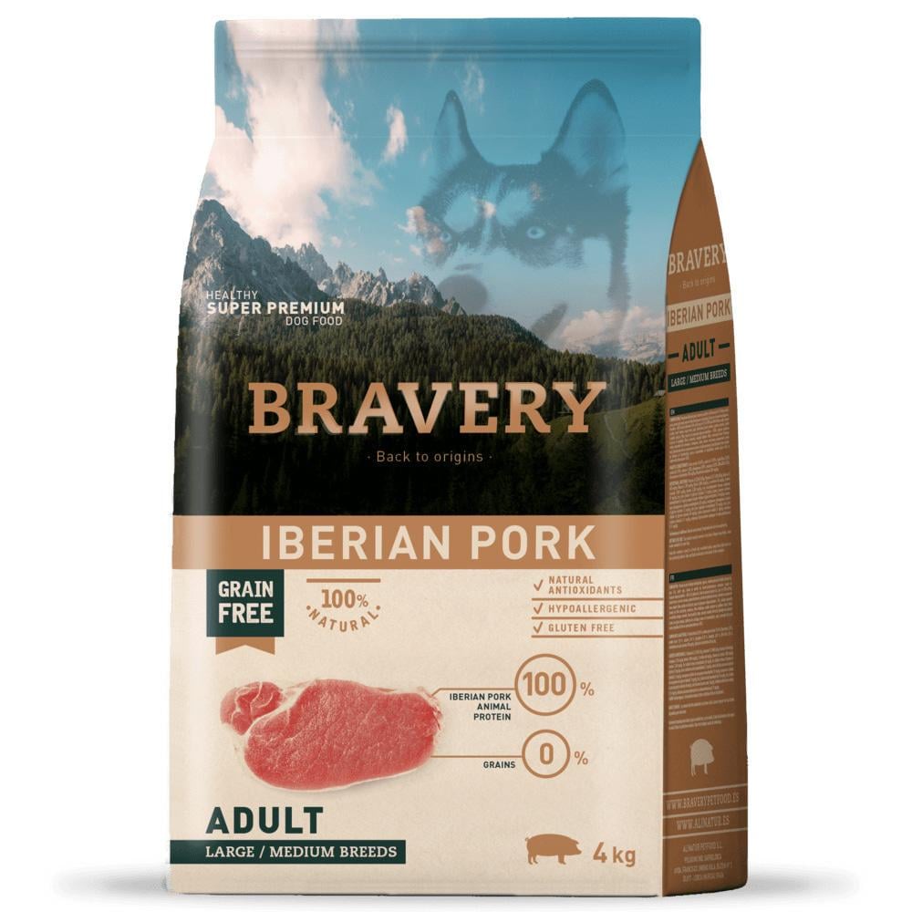 Корм средней и крупной породы с иберийской свининой Bravery Dog Iberian Pork Large 4 кг