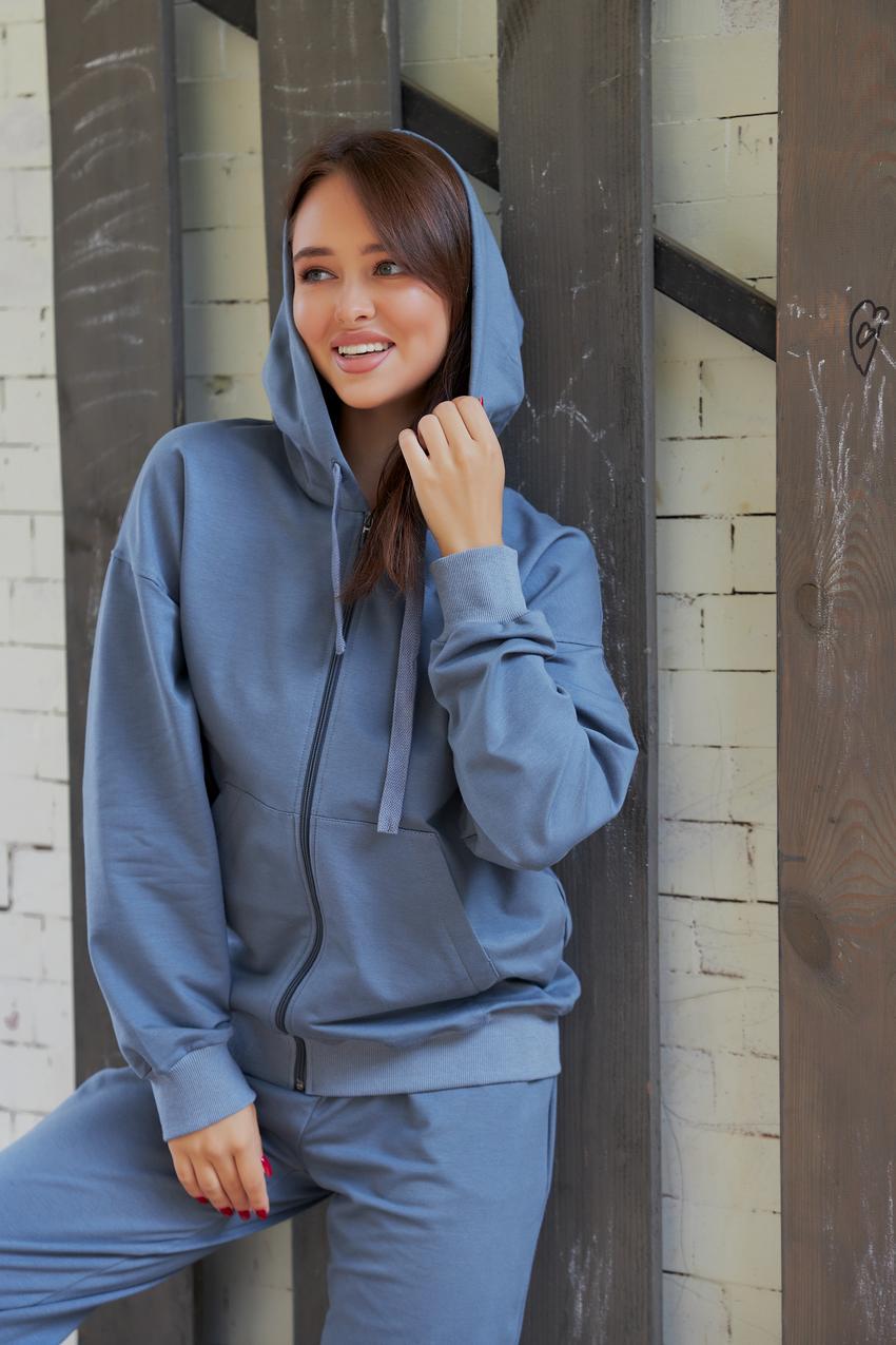 Костюм спортивный женский М136.2 худи на замке/джогеры XXL Серый (824-1-64) - фото 4 Костюм спортивный женский М136.2 худи на замке/джогеры XXL Серый (824-1-64) - фото 4