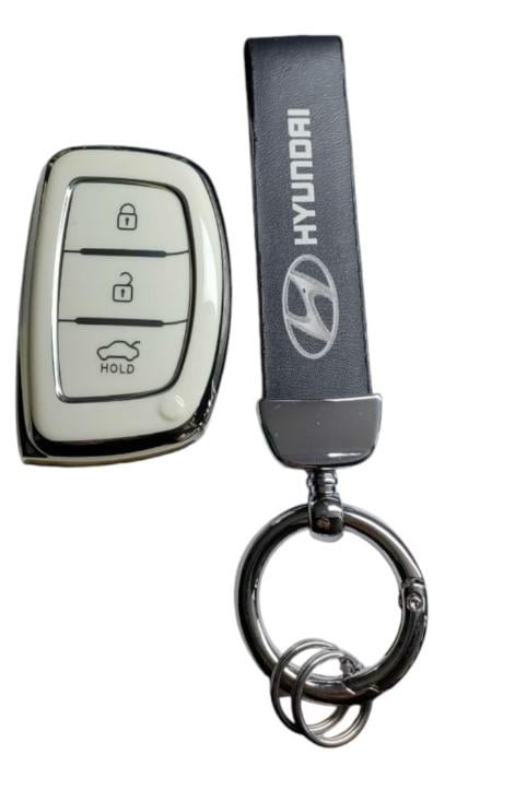 Чехол для ключа Hyundai с брелоком с серебряной рамкой (2367173940)