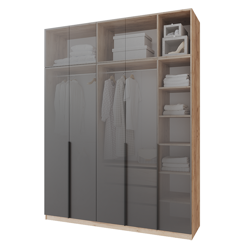 Шкаф распашной с тумбой и антресолью Меблітренд Чиназес Чита-2000.4 2000х500х2450 мм Дуб крафт золотой/Графитовый (27438139) - фото 3 Шкаф распашной с тумбой и антресолью Меблітренд Чиназес Чита-2000.4 2000х500х2450 мм Дуб крафт золотой/Графитовый (27438139) - фото 3