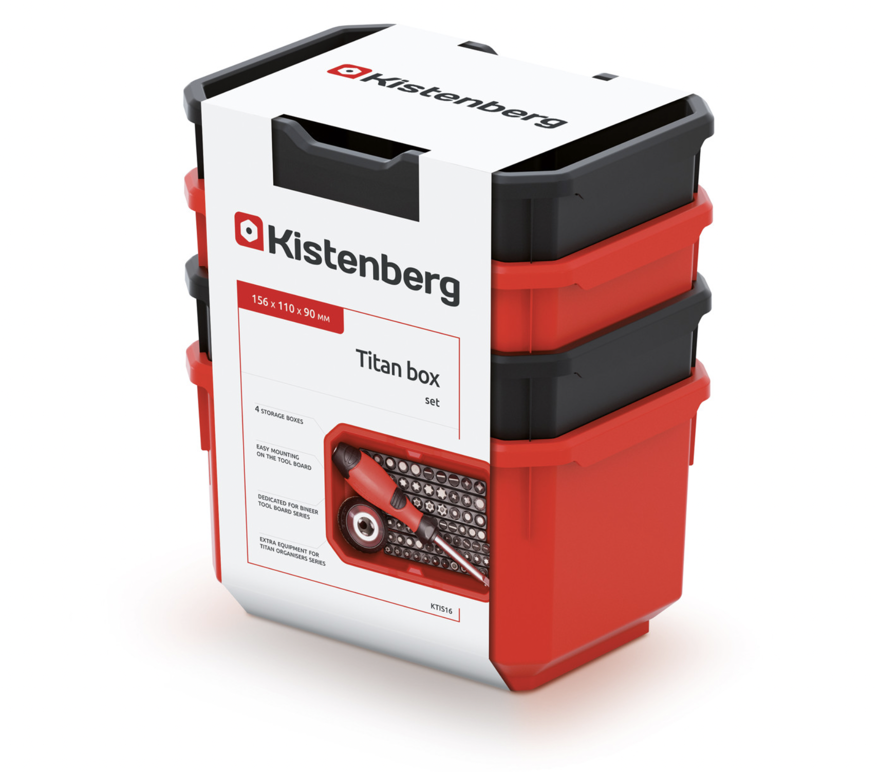 Набор из 4-х контейнеров для метізов болтов гаек Kistenberg 156х110х90 мм (KTIS 16)