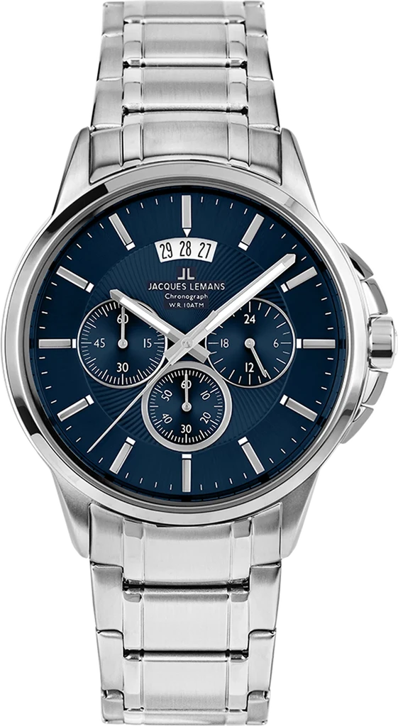 Наручные часы мужские Jacques Lemans Sydney 1-1542I со стальным корпусом WR 100 м и синим циферблатом