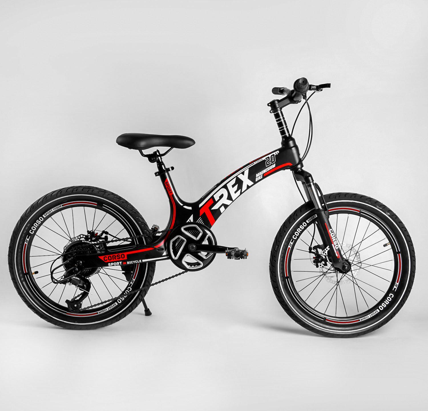 Велосипед спортивный Corso T-REX 20" детский магниевый Черный
