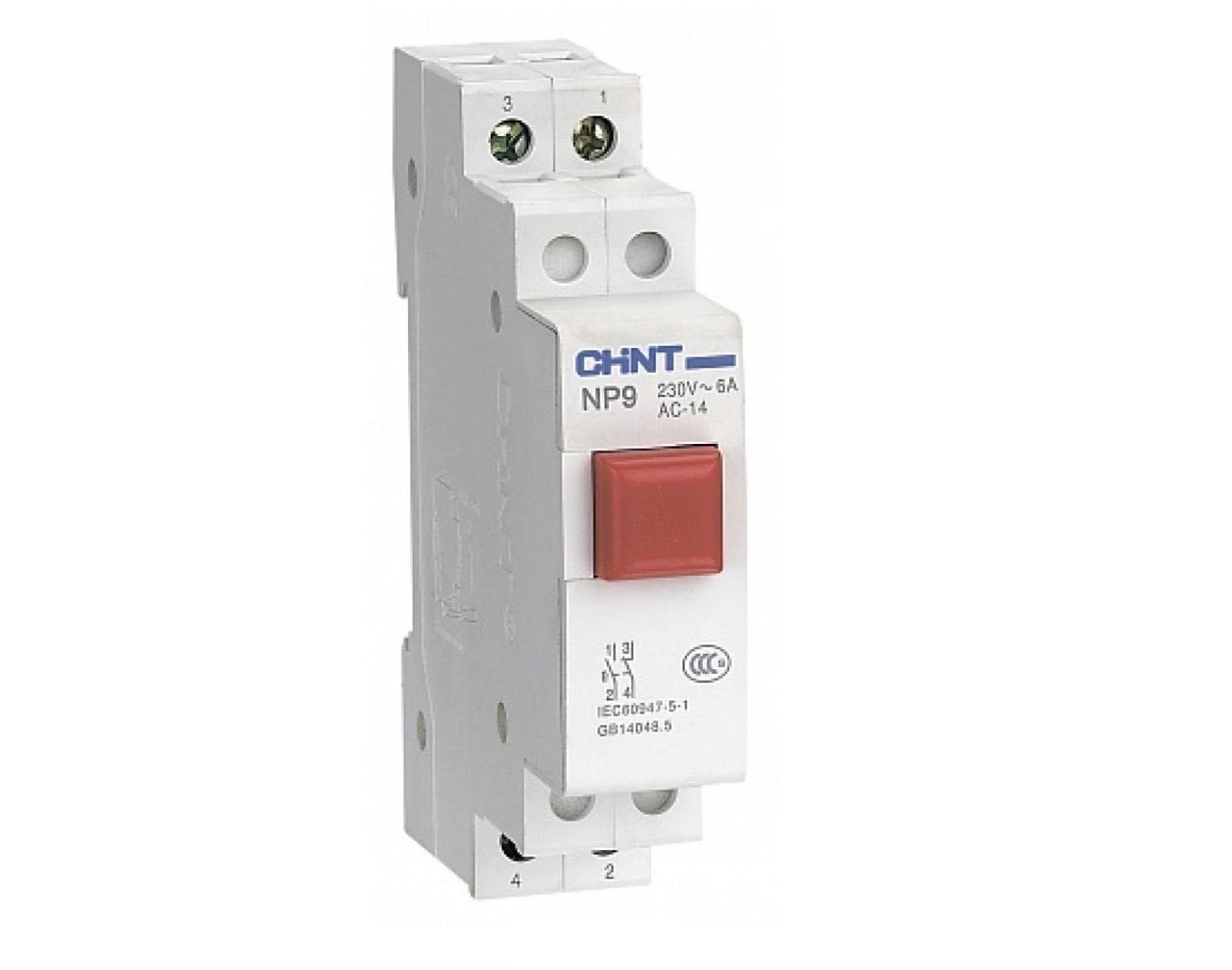 Кнопка на DIN-рейку CHINT NP9-22/2 2NO+2NC Червоний (584105)