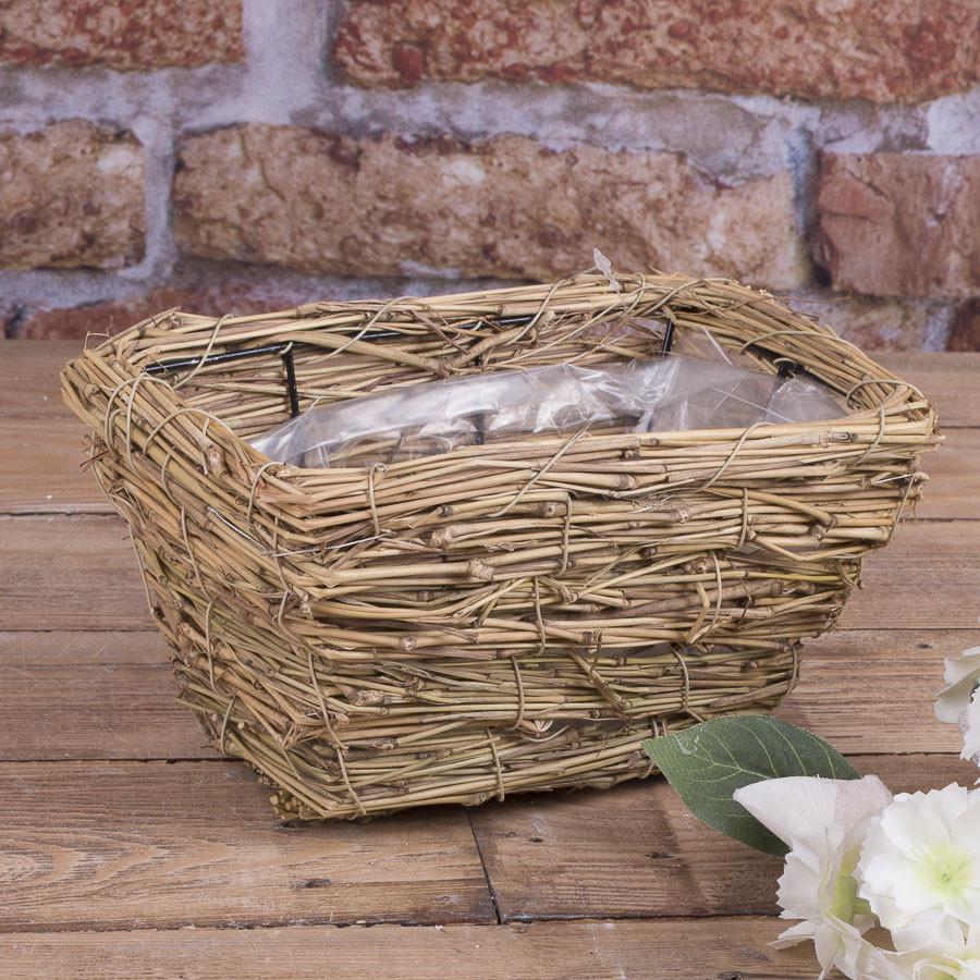 Кашпо из соломы прямоугольное (2736)