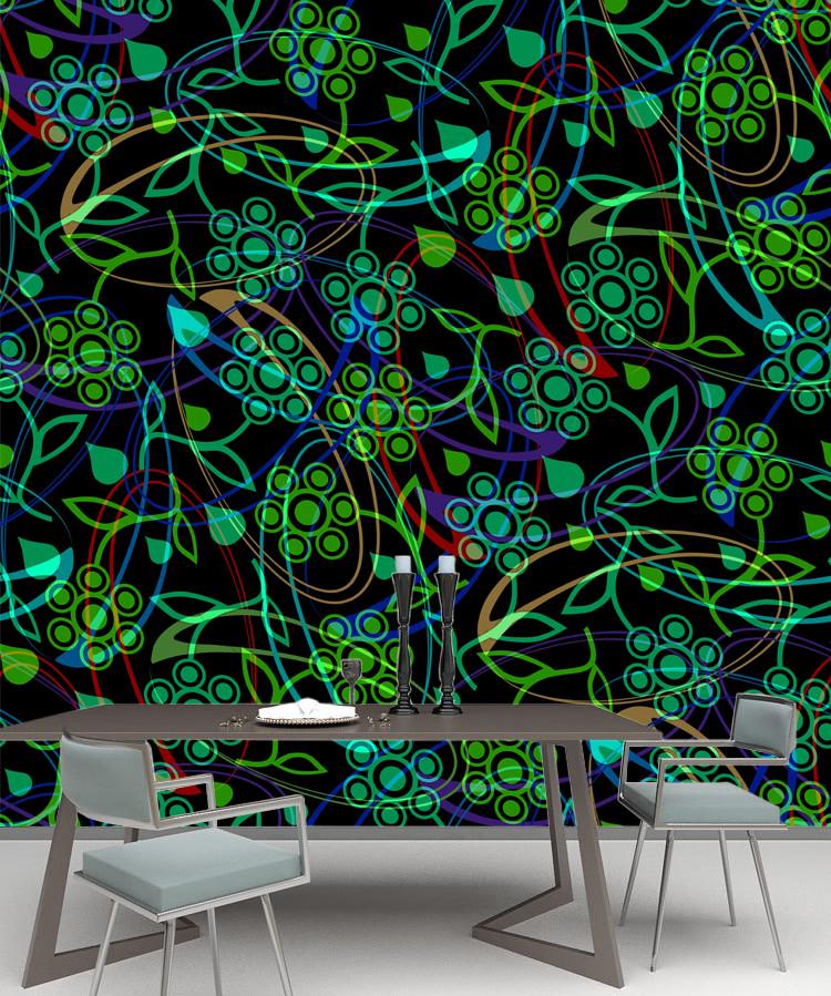 Фотообои флизелиновые 3D для спальни/зала/кухни моющиеся Узор на темном фоне