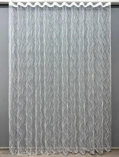 Тюль фатин с вышивкой и люрексовой нитью Белый/Серебристый (1583т)