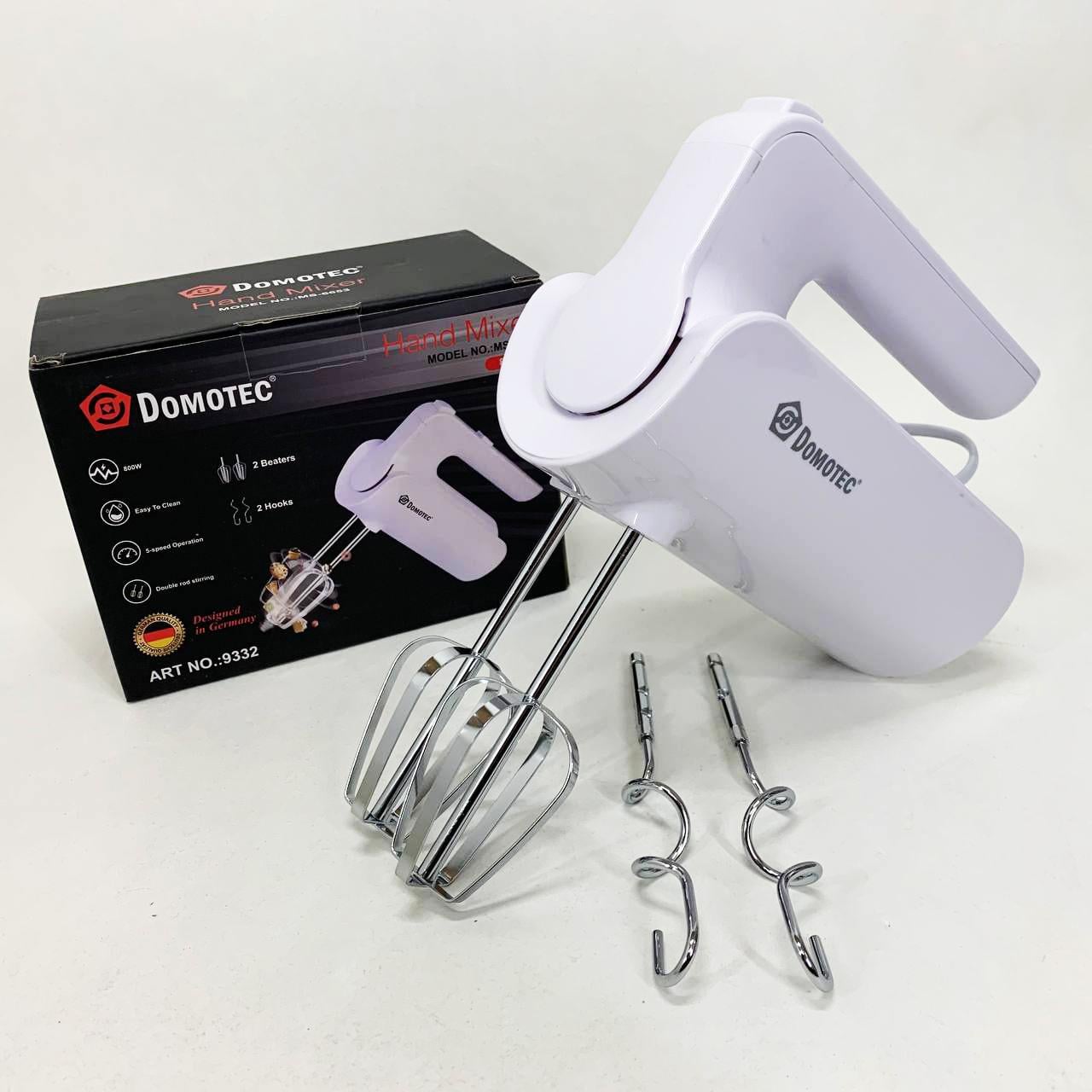 Міксер ручний Domotec R.6653W з насадками 5 швидкостей 800 Вт Білий (13353732)