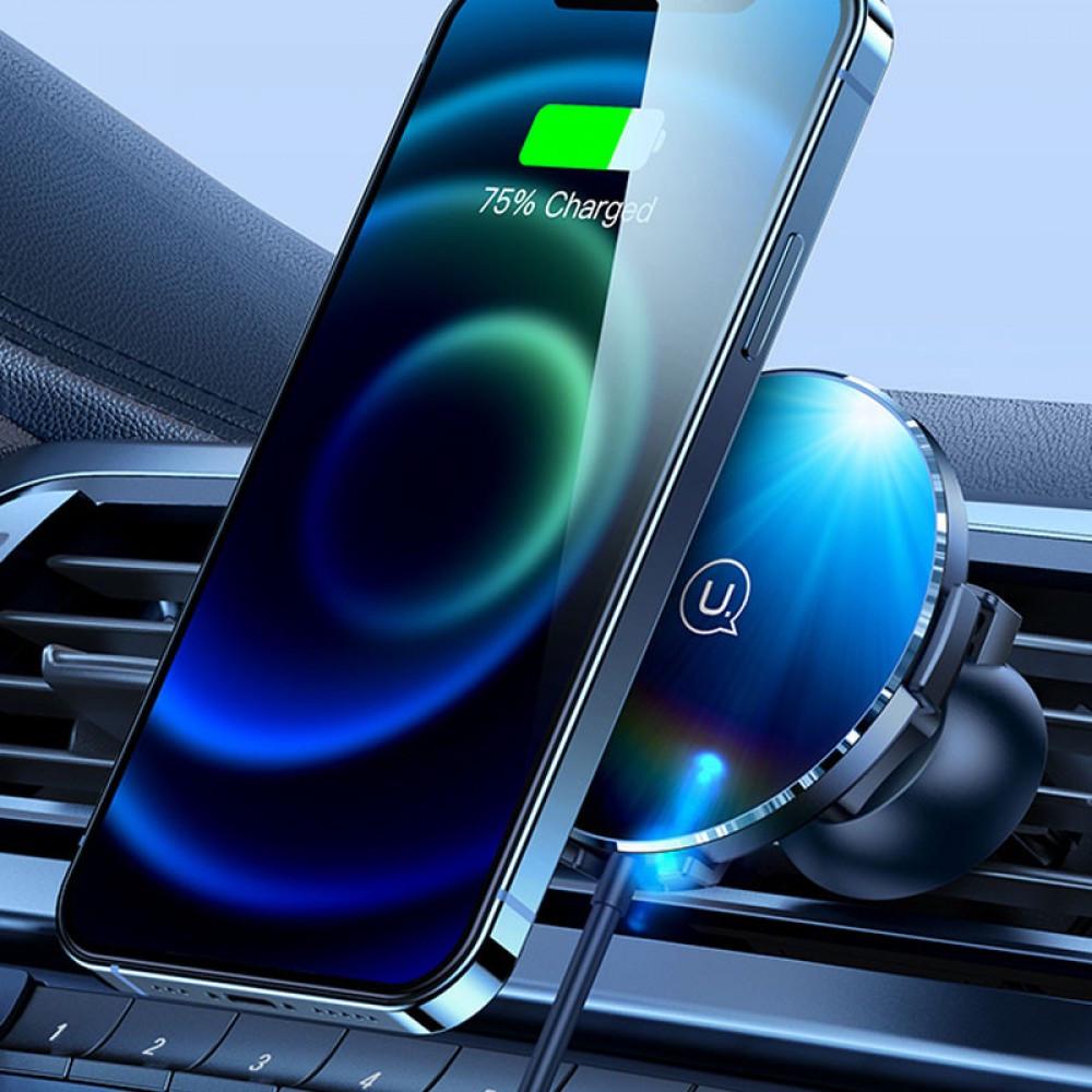 Тримач-безпровідна зарядка для телефону в машину Usams US-CD164 Ultra-Slim Чорний (CD164DZ01) - фото 5