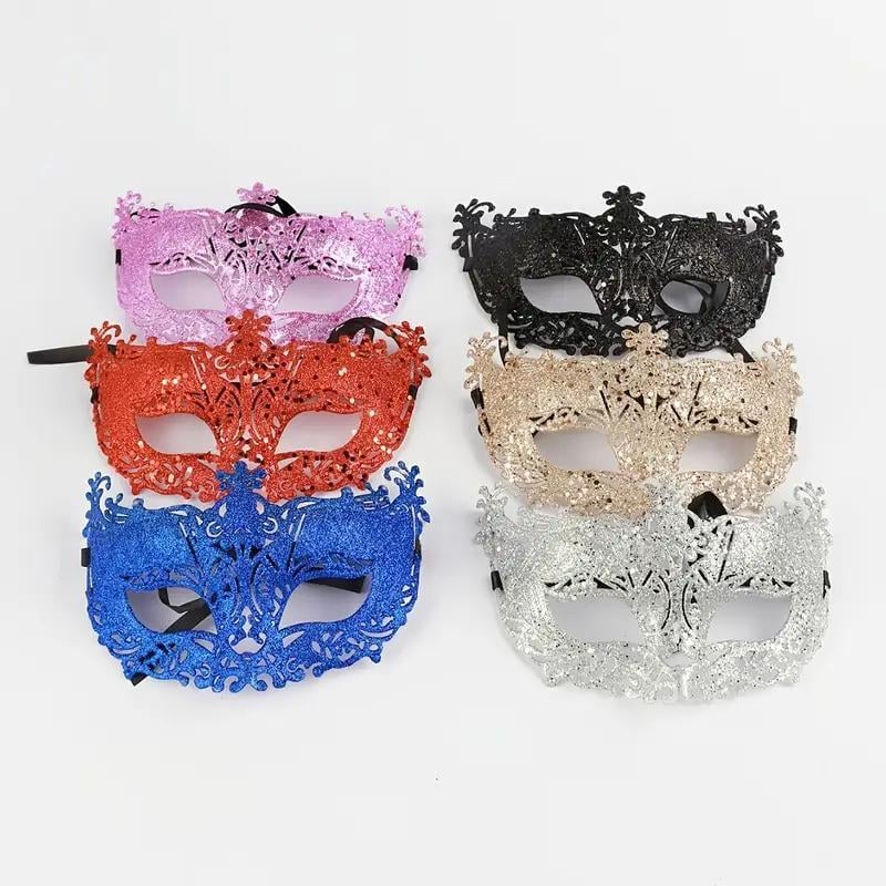 Женская венецианская карнавальная маска для глаз на завязках Золотистый (2789190693) - фото 5