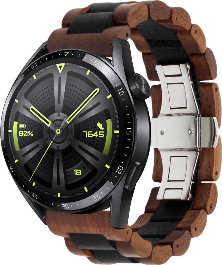 Ремінець дерев'яний WoodLock для Huawei Watch GT 4 46 мм Black Brown (38550-26)
