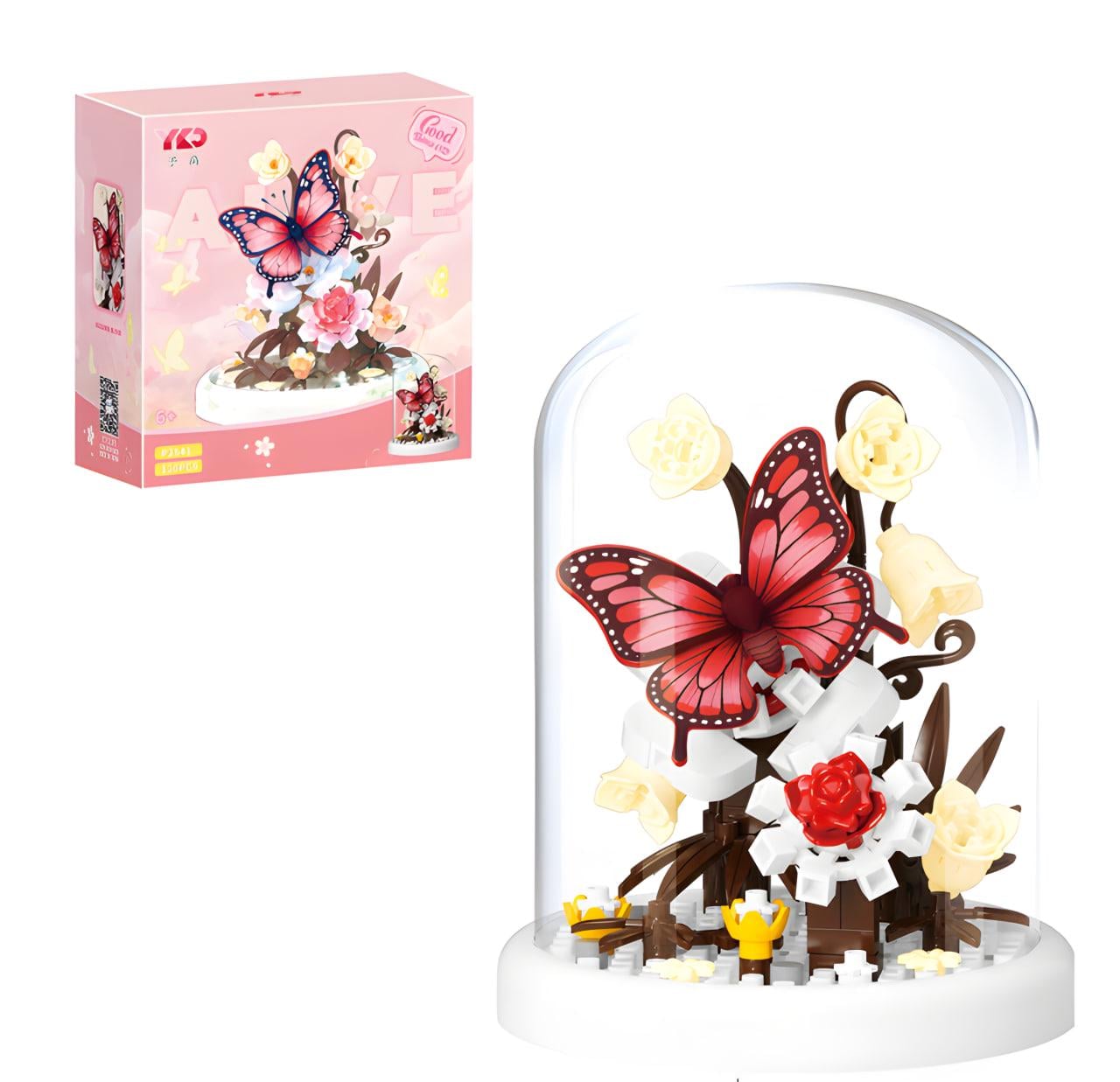 Конструктор 3D Цветы с красной бабочкой 126 дет. (P2541)