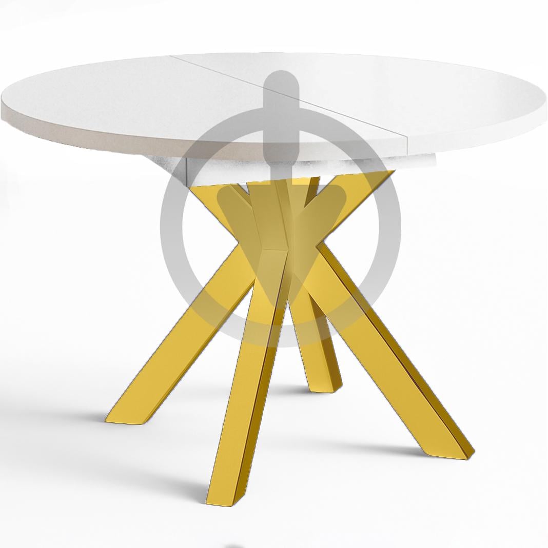 Стол кухонный раскладной RoMax Oscar Slide Loft 90x75/130x75 см Белая Аляска/Золотой