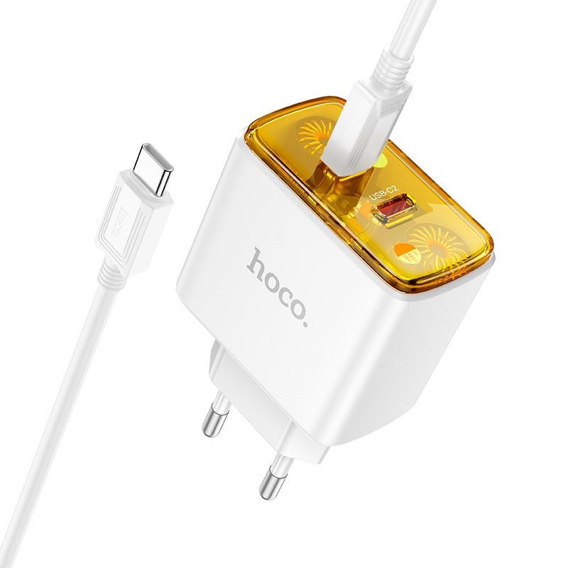 Зарядное устройство сетевое Hoco Smart charger Type-C to Type-C Cable set CS43A 45 Вт 2хUSB-C Белый Зарядное устройство сетевое Hoco Smart charger Type-C to Type-C Cable set CS43A 45 Вт 2хUSB-C Белый