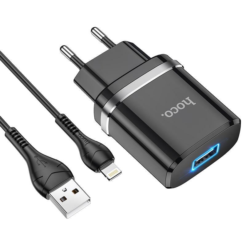 Зарядное устройство Hoco Lightning Cable Ardent single port charger set N1 1USB 5 V 2,4 A 12 W Black (537642) Зарядное устройство Hoco Lightning Cable Ardent single port charger set N1 1USB 5 V 2,4 A 12 W Black (537642)