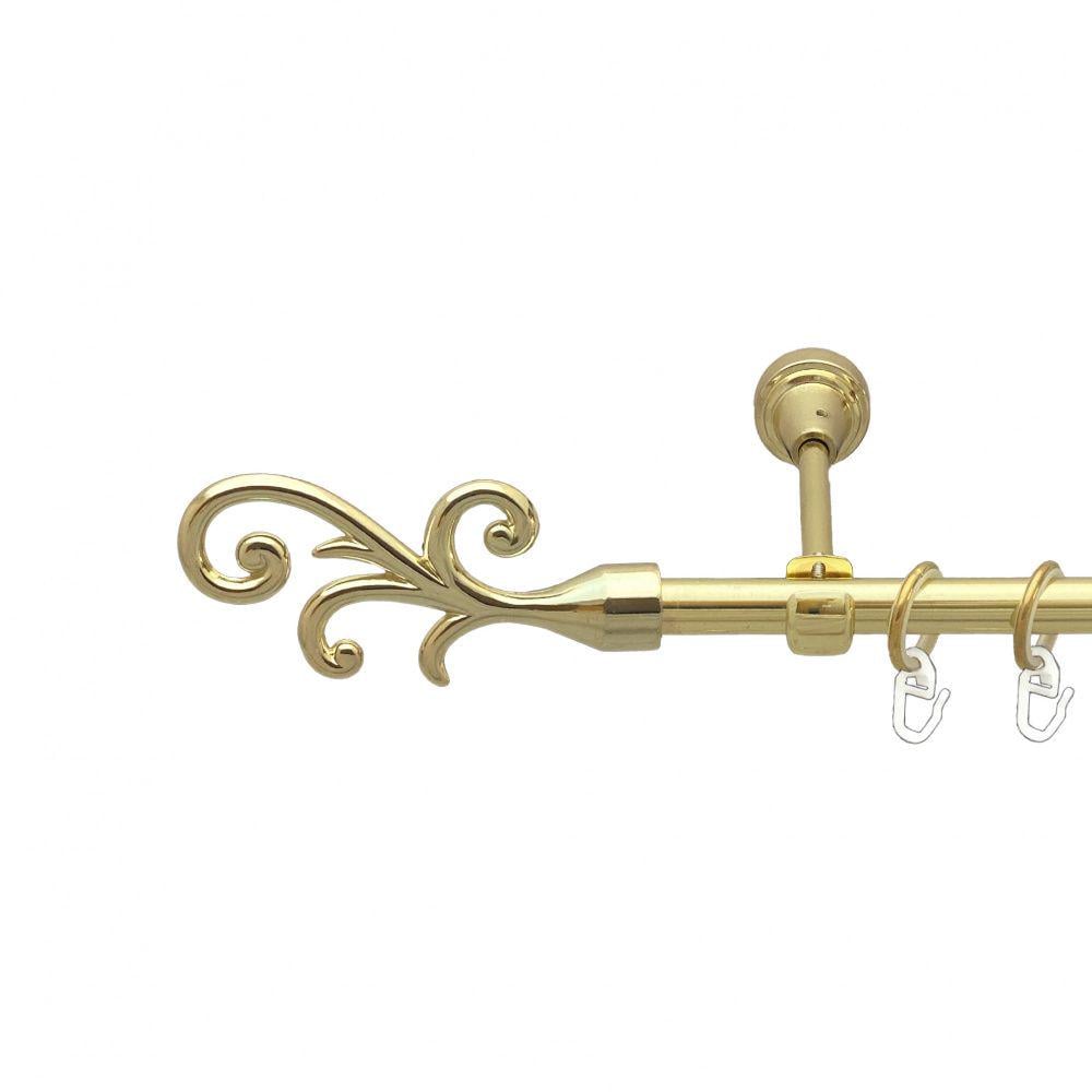 Карниз металевий Orvit Фала однорядний відкритий/гладка труба/кільце металеве Золото 16 мм 300 см (00-00014150) - фото 1