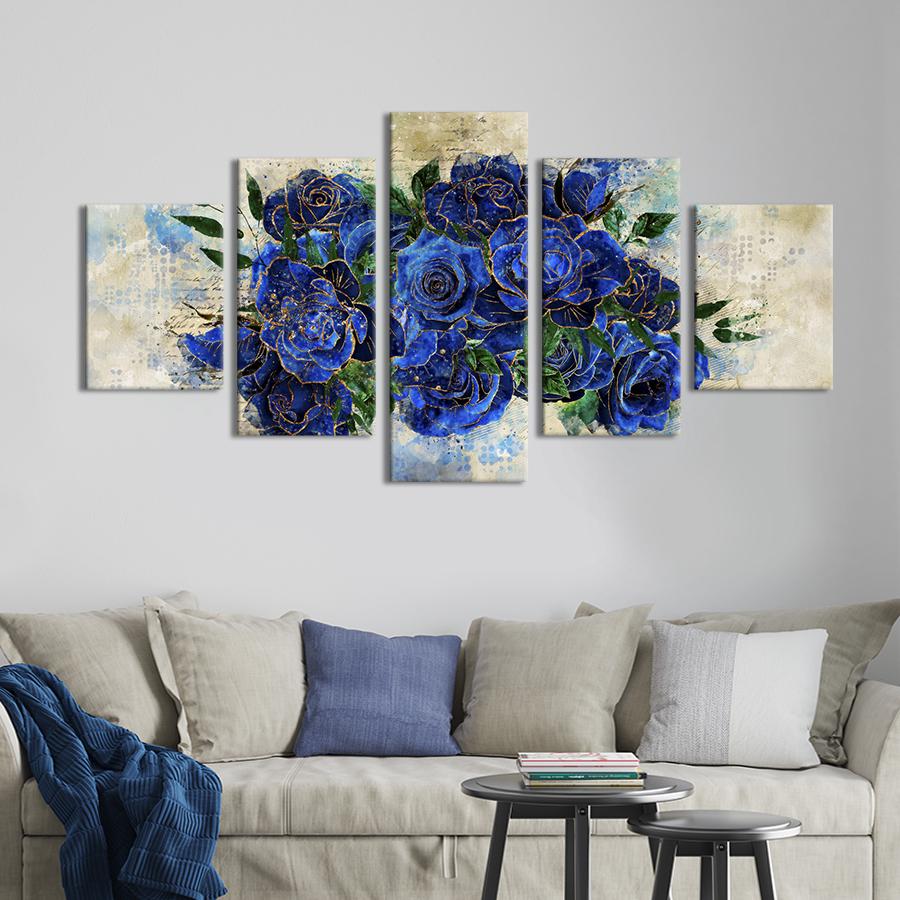 Картина на холсте Чудесные синие розы 187x94 см (989-52)
