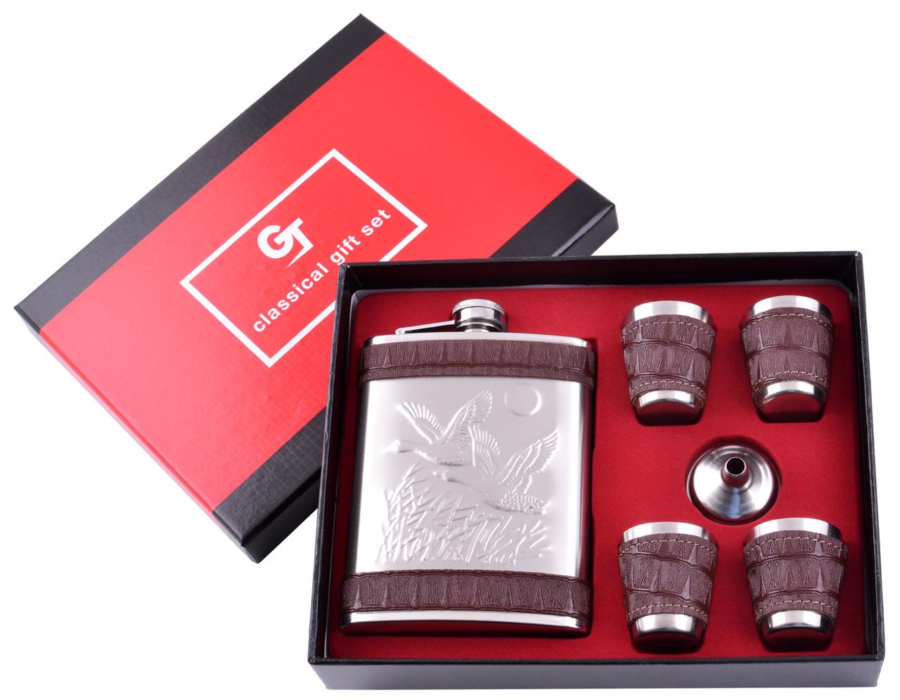 Набор фляга и 4 стопки Утки Box 240 мл нержавеющая сталь