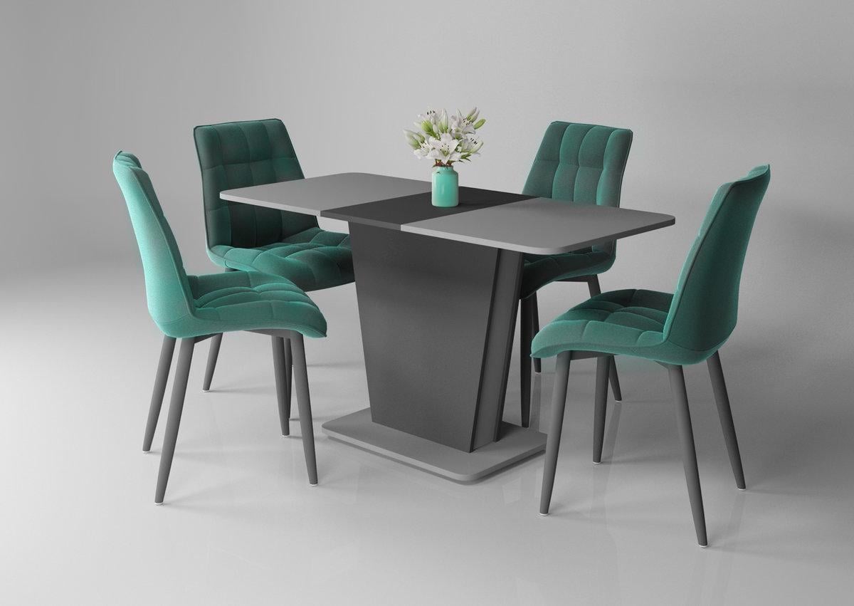 Стол обеденный Intarsio COSMO GREY 145x68 Графитный/Камень серый