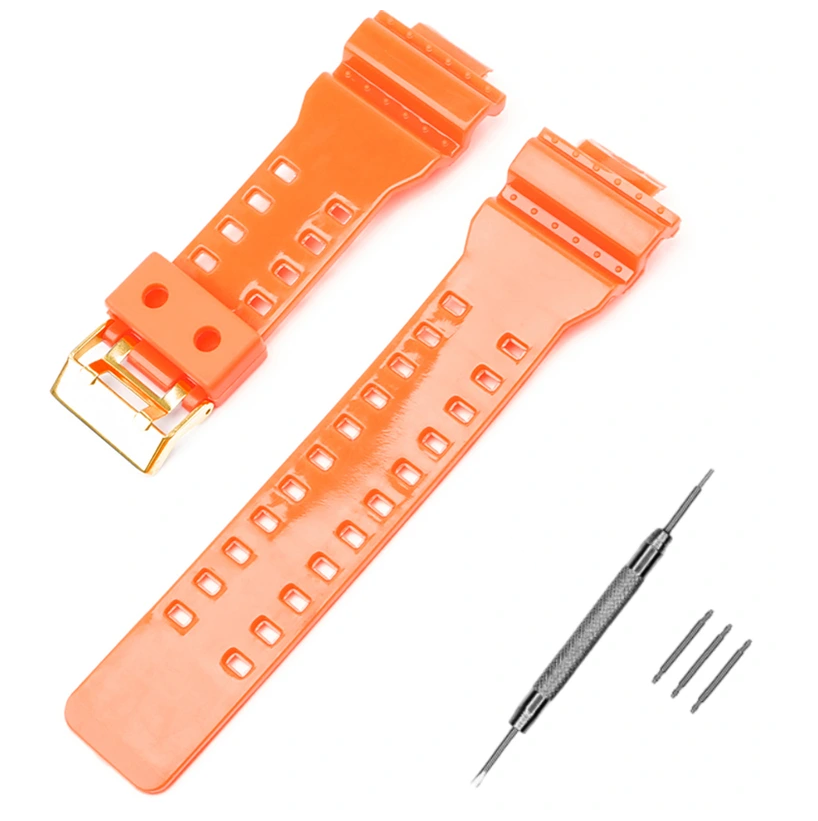 Ремінець для Casio G-Shock GA-100/110/120 Orange-Glossy GD (4052)