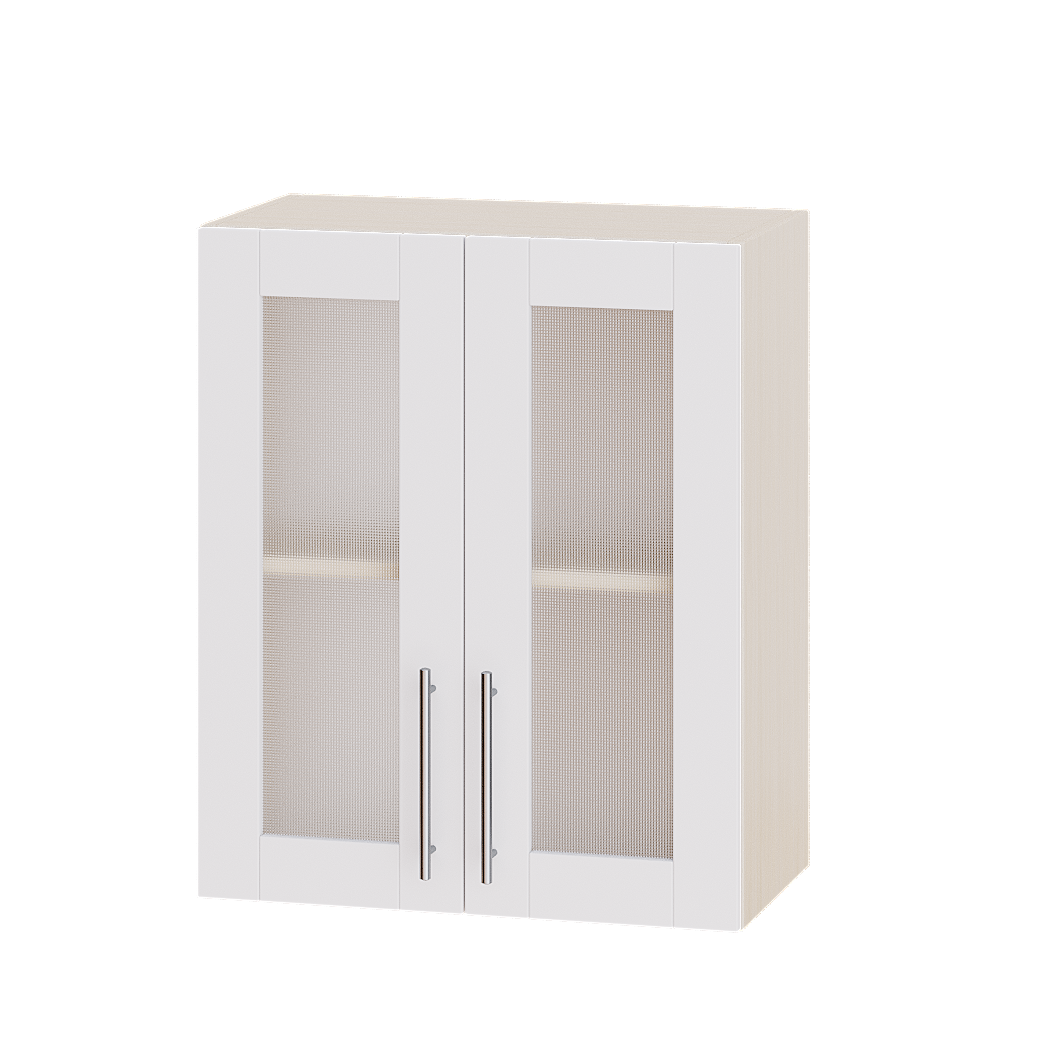 Шкаф верхний Эверест Модерн модуль Верх витрина ВВ10-600 60х30х72 см Белый глянец/Дуб Молочный (05263)