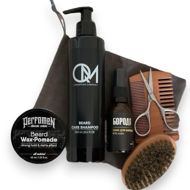 Набор для бороды QM/тоник лайм/воск (0011МВ)