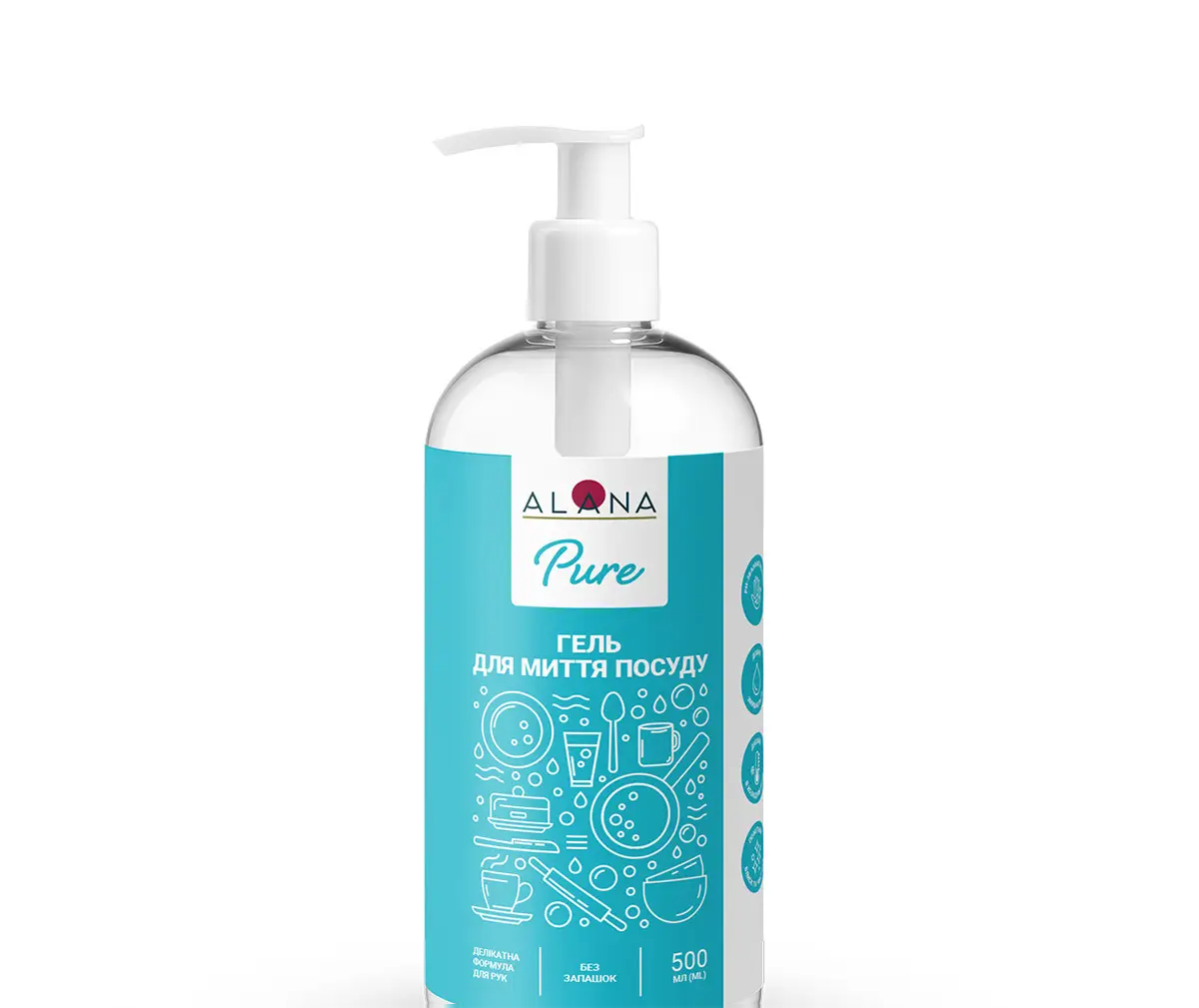 Гель для миття посуду ALANA Pure без віддушок і барвників 500 мл Гель для миття посуду ALANA Pure без віддушок і барвників 500 мл