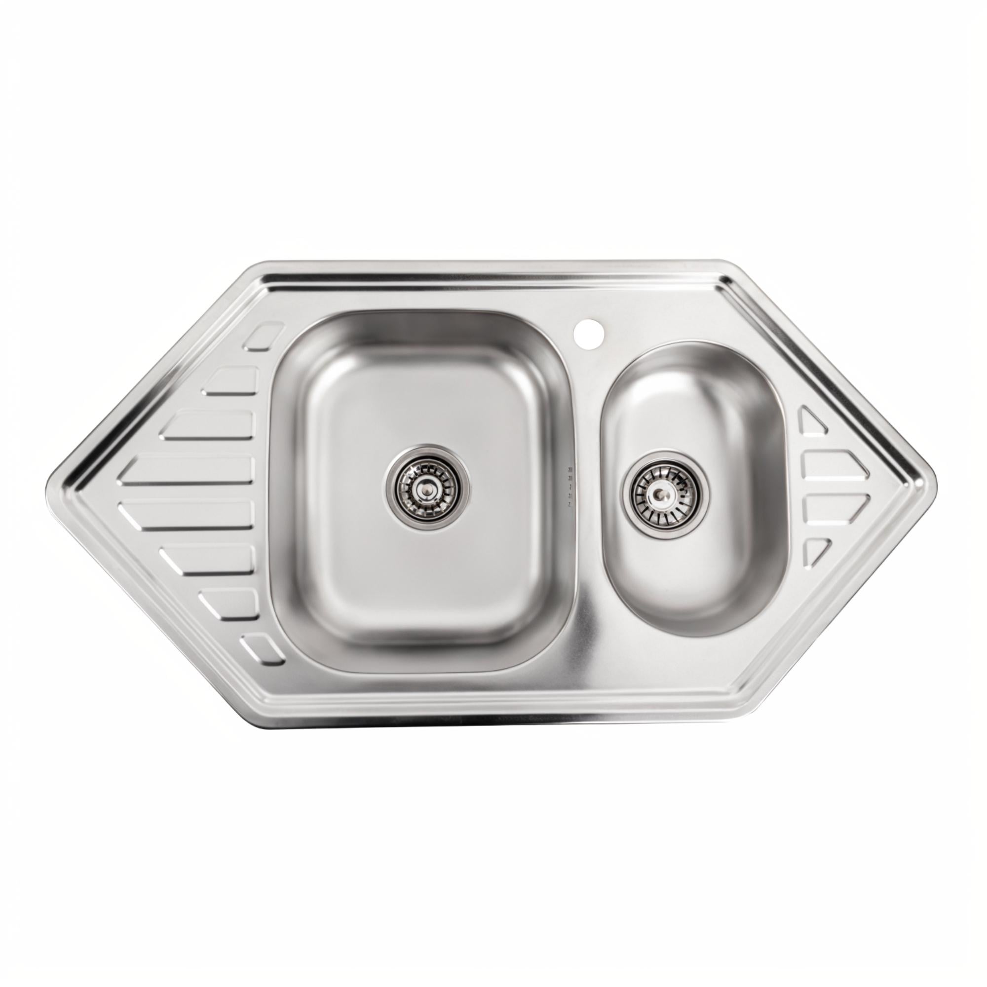 Мойка кухонная Platinum PLS-A641 из нержавеющей стали угловая 950x500 мм (151008)