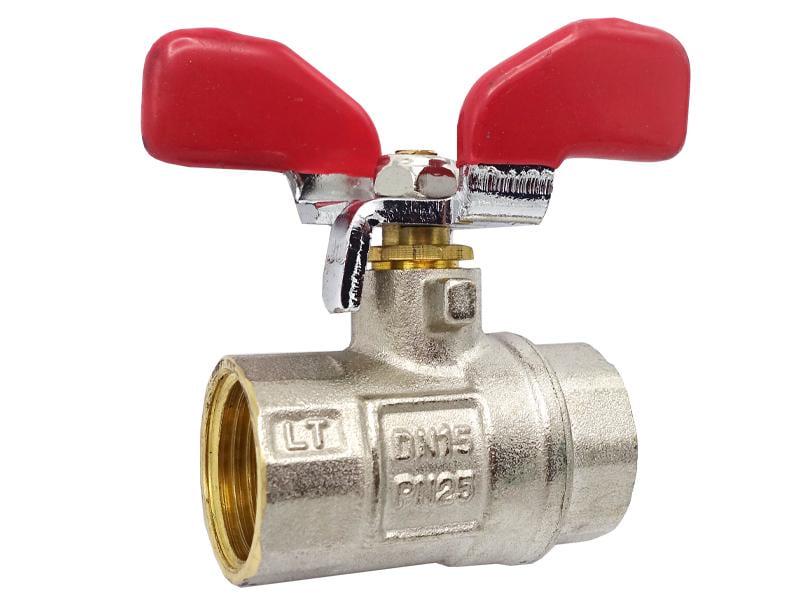 Кран шаровой Eco W-Line 1/2" ВВ бабочка латунь Красный (RS-W-Line-VV)
