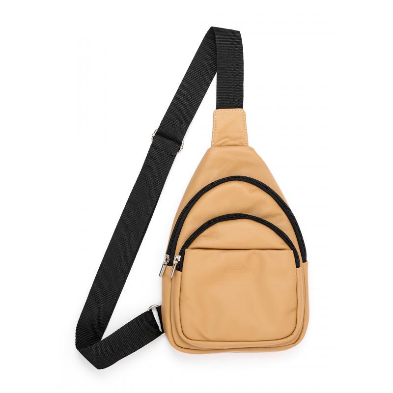 Сумка слинг мужская Sambag Brooklyn SSH кожаная 29x19x6 см Бежевый