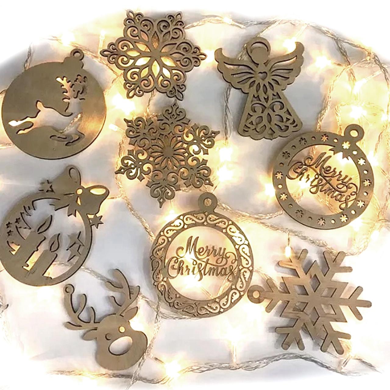 Комплект рождественских игрушек DecorWood из дерева 9 шт. - фото 2 Комплект рождественских игрушек DecorWood из дерева 9 шт. - фото 2