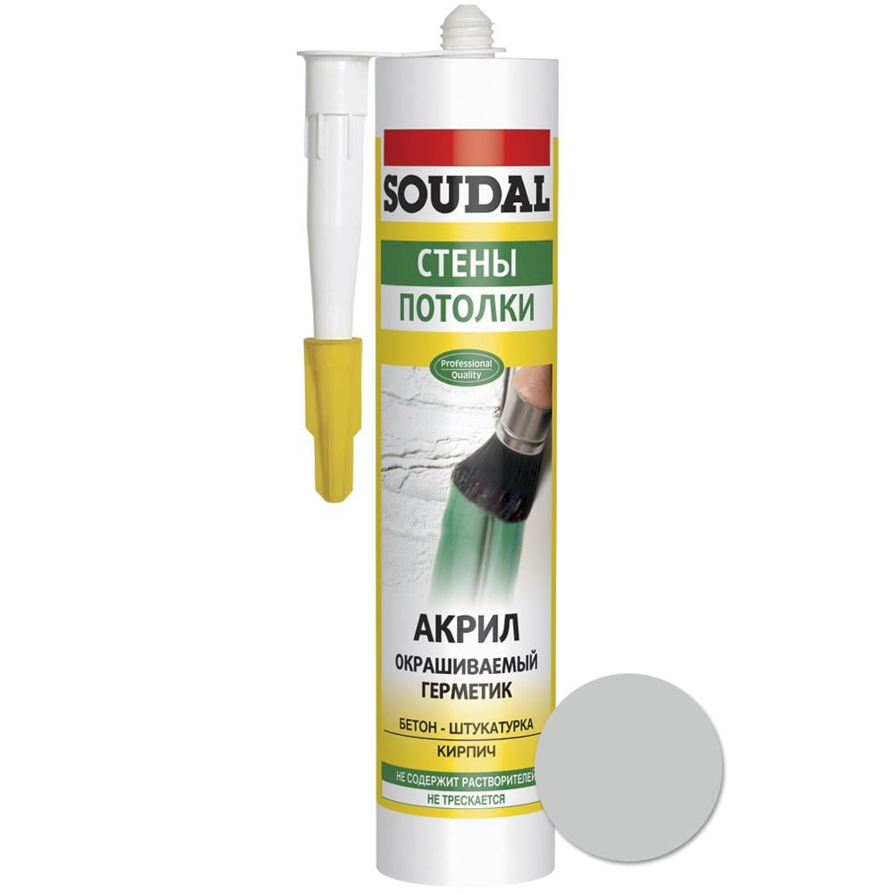 Герметик акрил SOUDAL фарбований 280 мл Сірий - фото 2