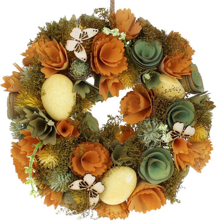 Венок пасхальный Оранжевые Цветы 24 см - фото 1 Венок пасхальный Оранжевые Цветы 24 см - фото 1