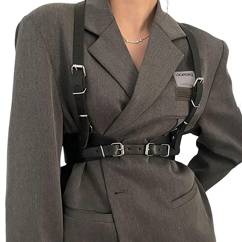 Портупея широка шкіряна для дівчини Чорний