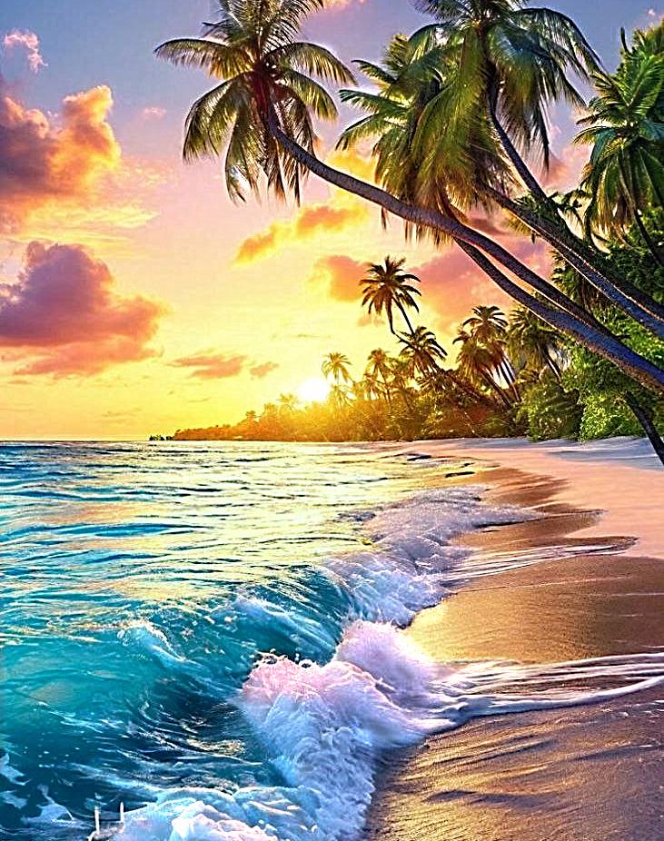 Алмазная мозаика АлМазка Тропическое море квадратные алмазы без подрамника 40х50 см (АлМ-271)