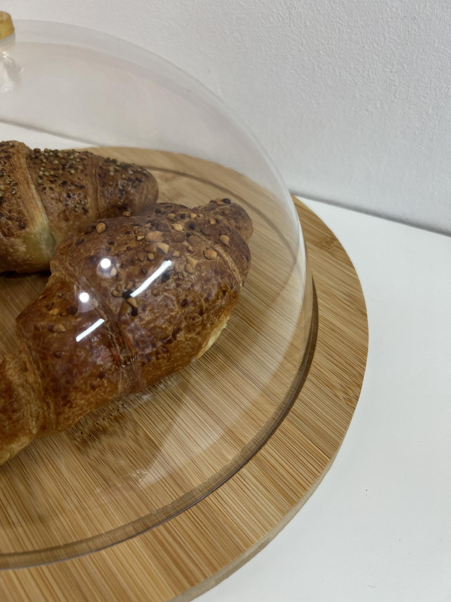 Тортівниця з кришкою бамбук/акрил d 30 см h1 1,5 см - фото 6