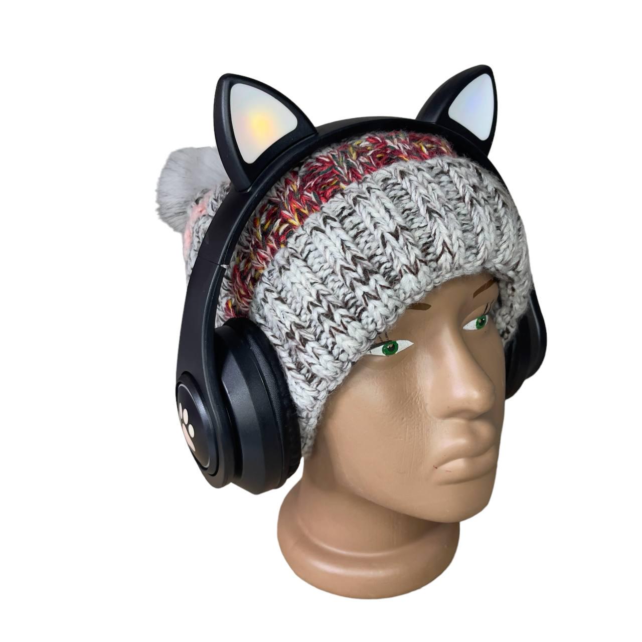 Наушники с ушками Cat Ear В39М беспроводные с подсветкой/FM-радио/MicroSD/Bluetooth Черный (25232) - фото 4