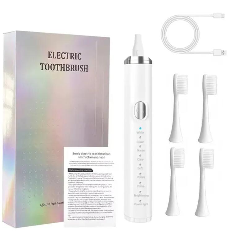 Электрическая зубная щетка Electric Toothbrush USB с 4 сменными насадками Белый (77529846)