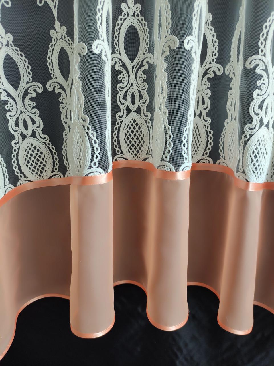 Тюль арка з ламбрекеном 300х165 см Молочний з персиковим (фа-3перс) - фото 2 Тюль арка з ламбрекеном 300х165 см Молочний з персиковим (фа-3перс) - фото 2