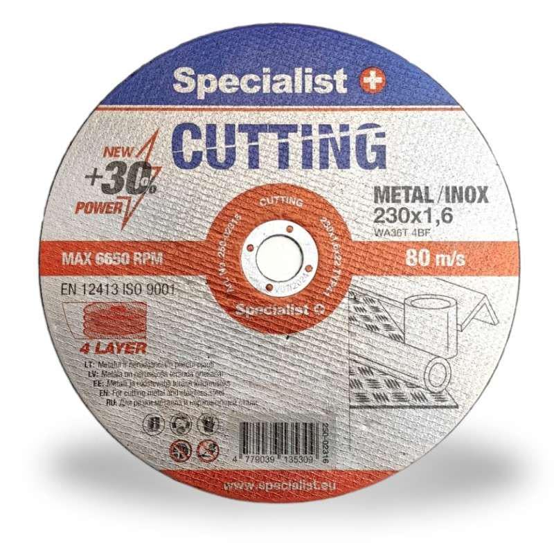 Диск абразивный отрезной по металлу/нержавеющей стали Specialist+ Cutting 230x1,6x22 мм (250-02316)