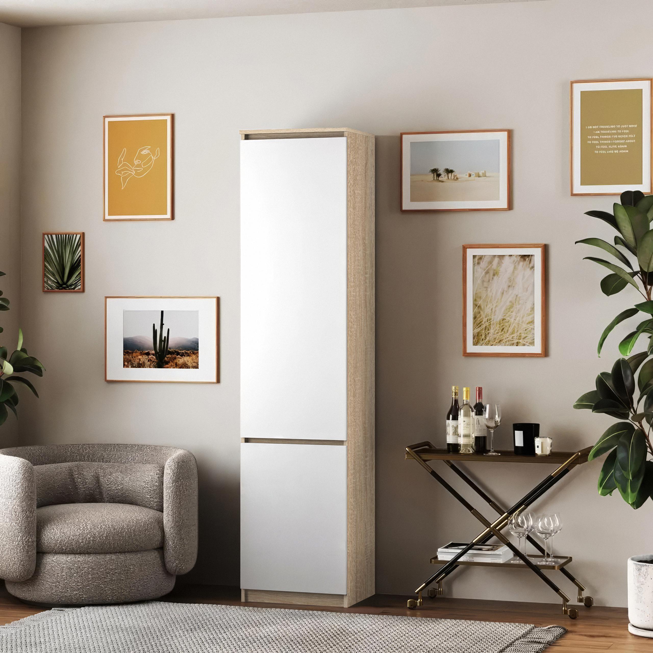 Шкаф-пенал со штангой T-218 500х498х2117 мм Дуб Сонома/Белый - фото 1