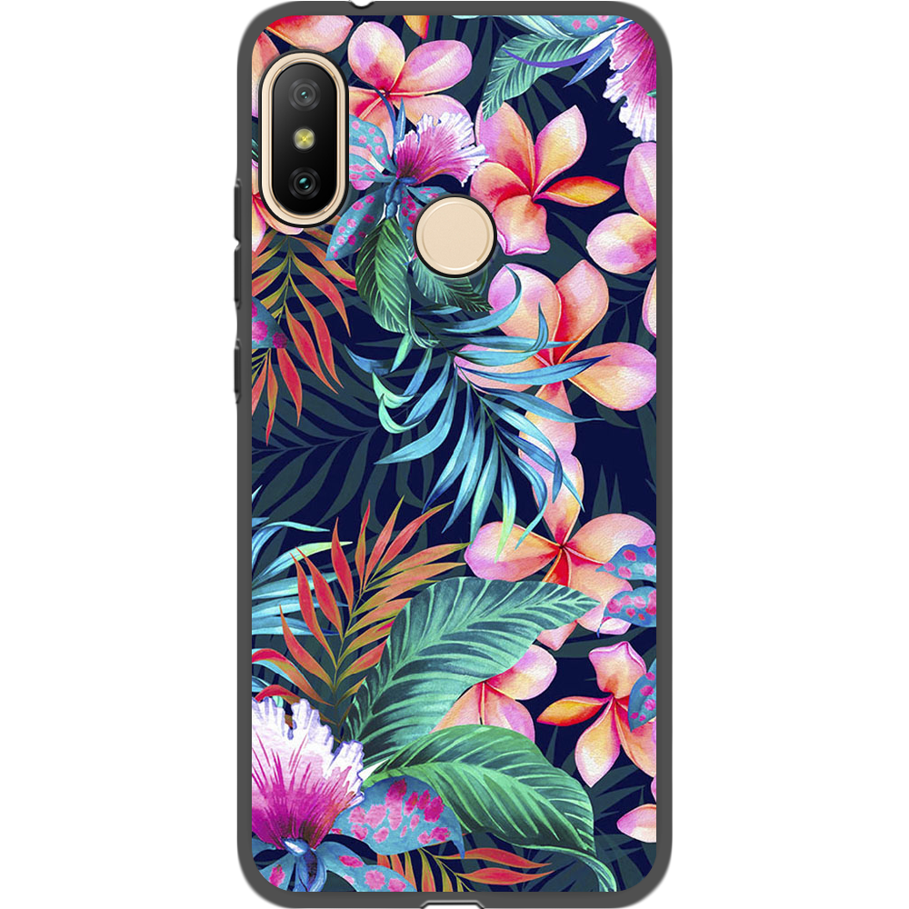 Чехол BoxFace Xiaomi Mi A2 Lite flowers in the tropics Черный силикон (34892-up1971-35127)