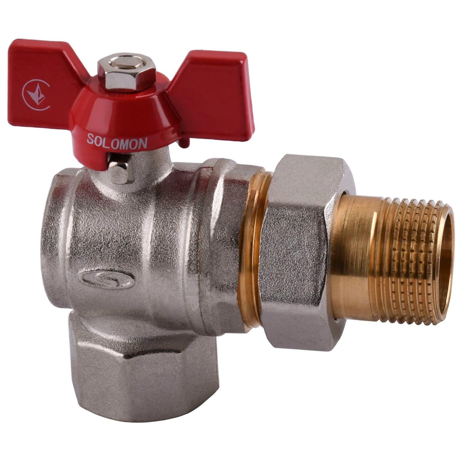 Кран шаровой Solomon B1043 000001897 1/2" ВЗ с американкой бабочка (104464)