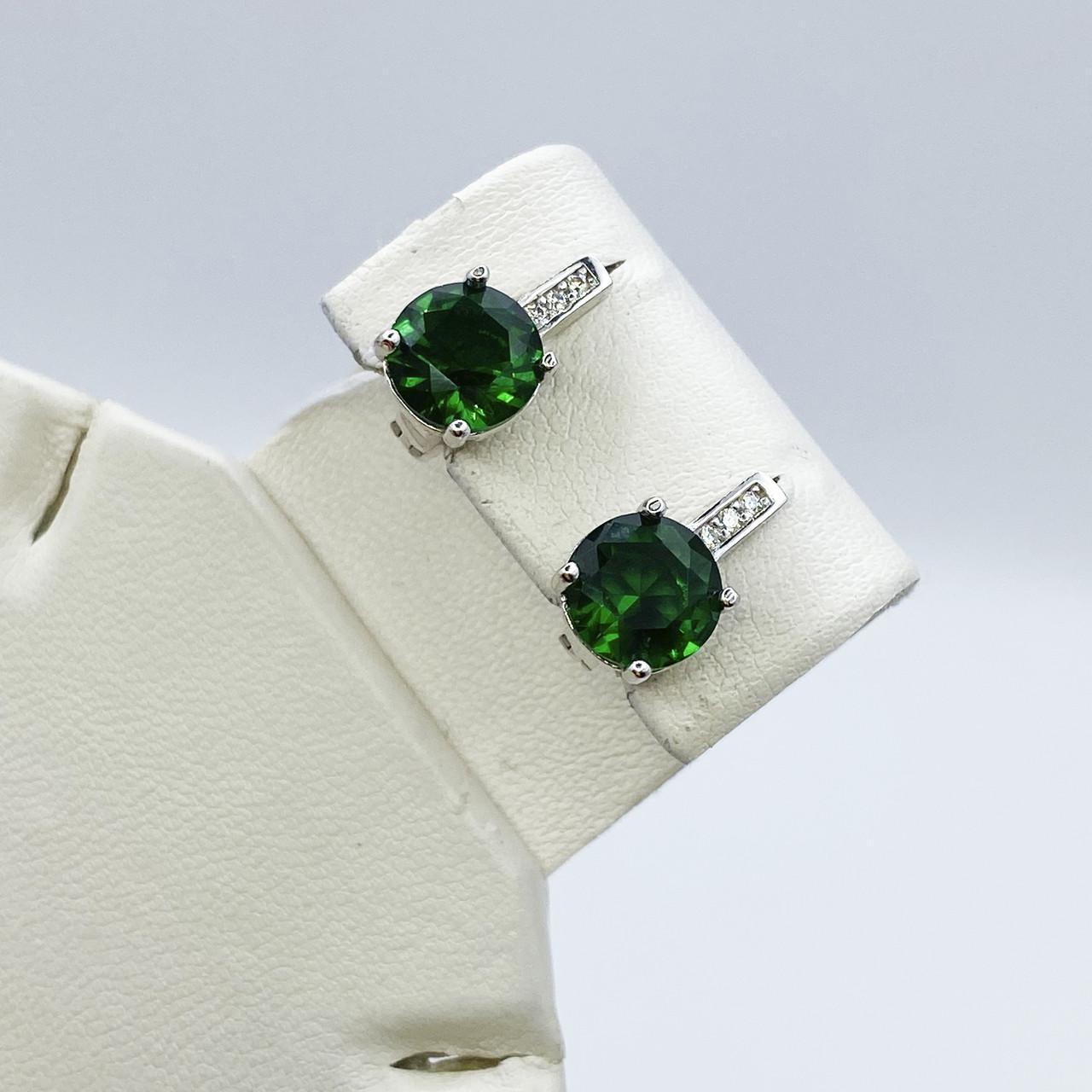 Серьги серебряные с изумрудом альпинитом 3,63 г (2181706389)