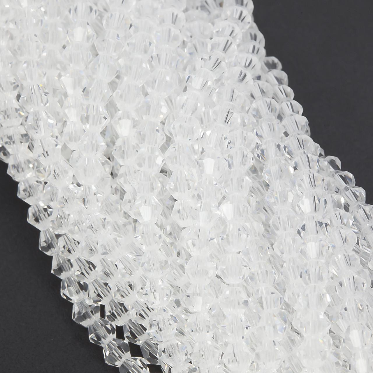 Бусины хрустальные Биконус 4х4,2 мм 95 шт. Прозрачный (БИ0004к01)