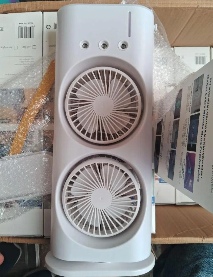Вентилятор настільний подвійний Double-ended Spray Fan з охолодженням LED 3 швидкості пульт ДК (2104618502) - фото 12