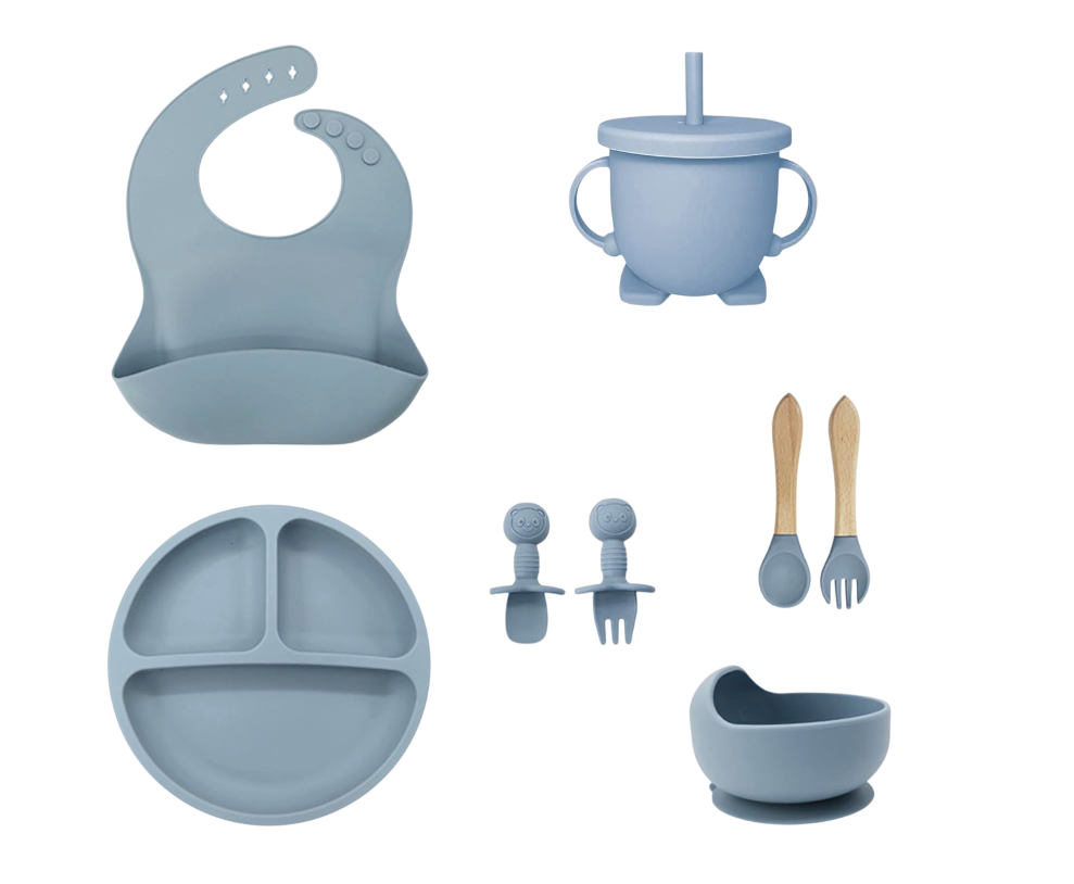 Набор силиконовый для кормления детей 9 пр. Зеленый