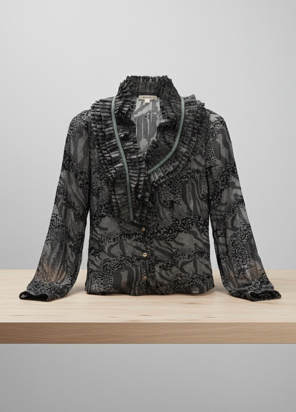 Блуза жіноча з рюшами Lowett LW-116476-2 р. 48 Сірий (17852270) - фото 6 Блуза жіноча з рюшами Lowett LW-116476-2 р. 48 Сірий (17852270) - фото 6