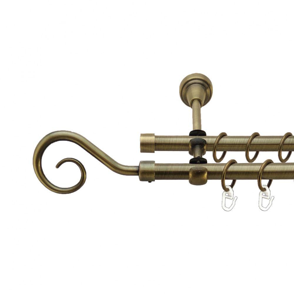 Карниз металлический Orvit Крюк двухрядный открытый/гладкая труба/кольцо металлическое Антик 16/16 мм 200 см (7318517) Карниз металлический Orvit Крюк двухрядный открытый/гладкая труба/кольцо металлическое Антик 16/16 мм 200 см (7318517)
